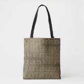 Griekse Meander Key Squares Patroon Bruin Tote Bag (Voorkant)