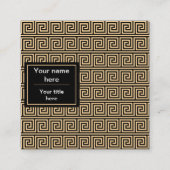 Griekse Meander Key Squares Patroon Bruin Vierkante Visitekaartje (Achterkant)