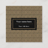 Griekse Meander Key Squares Patroon Bruin Vierkante Visitekaartje (Achterkant)
