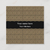 Griekse Meander Key Squares Patroon Bruin Vierkante Visitekaartje (Achterkant)