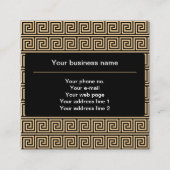 Griekse Meander Key Squares Patroon Bruin Vierkante Visitekaartje (Voorkant)
