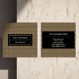 Griekse Meander Key Squares Patroon Bruin Vierkante Visitekaartje