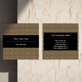 Griekse Meander Key Squares Patroon Bruin Vierkante Visitekaartje