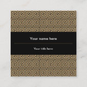 Griekse Meander Key Squares Patroon Bruin Vierkante Visitekaartje (Achterkant)