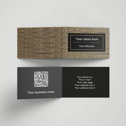 Griekse Meander Key Squares Patroon Bruin Visitekaartje