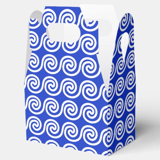 Griekse Meander Key Waves Patroon Blauw Bedankdoosjes (Geopend)