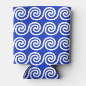 Griekse Meander Key Waves Patroon Blauw Blikjeskoeler (Voorkant)