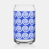 Griekse Meander Key Waves Patroon Blauw Blikvorm Glas (Voorkant)