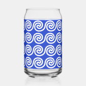 Griekse Meander Key Waves Patroon Blauw Blikvorm Glas (Links)