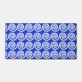 Griekse Meander Key Waves Patroon Blauw Bureaumat (Voorkant)