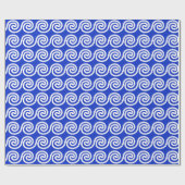 Griekse Meander Key Waves Patroon Blauw Cadeaupapier (Vlak)