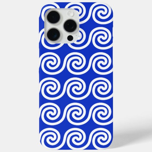 Griekse Meander Key Waves Patroon Blauw Case-Mate iPhone Case (Achterkant)