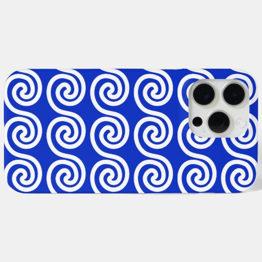 Griekse Meander Key Waves Patroon Blauw Case-Mate iPhone Case (Achterkant (horizontaal))