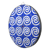 Griekse Meander Key Waves Patroon Blauw Dartbord (Voorkant Rechts)