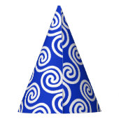 Griekse Meander Key Waves Patroon Blauw Feesthoedjes (Achterkant)