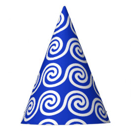 Griekse Meander Key Waves Patroon Blauw Feesthoedjes