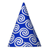 Griekse Meander Key Waves Patroon Blauw Feesthoedjes (Rechts)