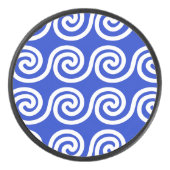 Griekse Meander Key Waves Patroon Blauw Hockey Puck (Voorkant)