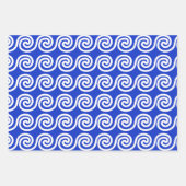 Griekse Meander Key Waves Patroon Blauw Inpakpapier Vel (Voorkant 2)