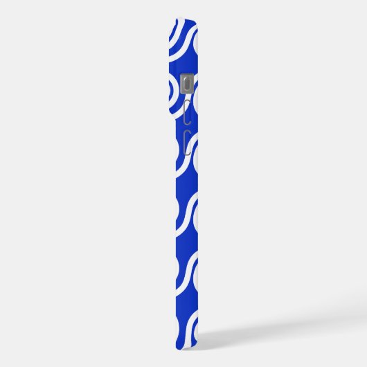 Griekse Meander Key Waves Patroon Blauw iPhone Hoesje (Linkerkant)