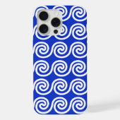 Griekse Meander Key Waves Patroon Blauw iPhone Hoesje (Achterkant)
