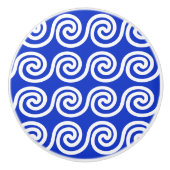 Griekse Meander Key Waves Patroon Blauw Keramische Knop (Voorkant)
