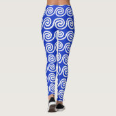 Griekse Meander Key Waves Patroon Blauw Leggings (Achterkant)