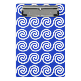 Griekse Meander Key Waves Patroon Blauw Mini Klembord