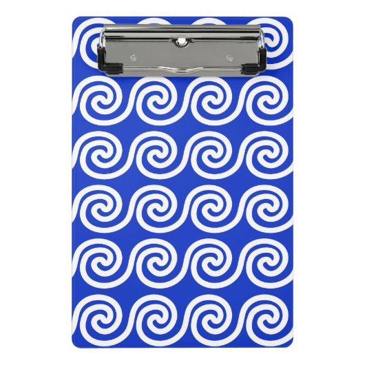 Griekse Meander Key Waves Patroon Blauw Mini Klembord (Voorkant)