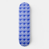 Griekse Meander Key Waves Patroon Blauw Persoonlijk Skateboard (Voorkant)