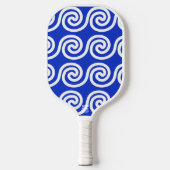 Griekse Meander Key Waves Patroon Blauw Pickleball Paddle (Voorkant)