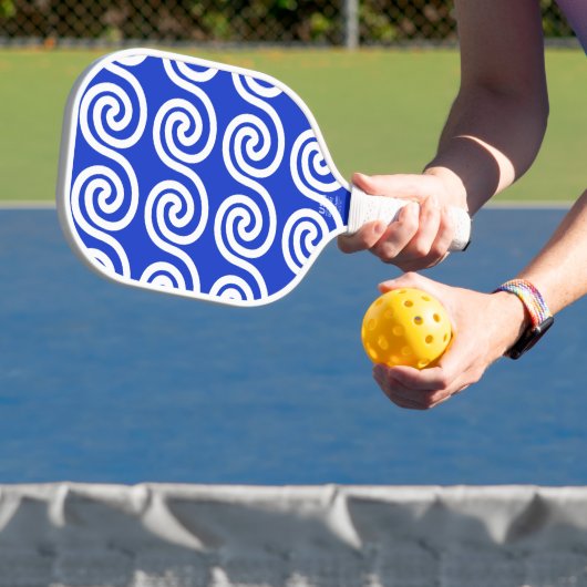 Griekse Meander Key Waves Patroon Blauw Pickleball Paddle (Insitu)