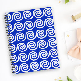 Griekse Meander Key Waves Patroon Blauw Planner
