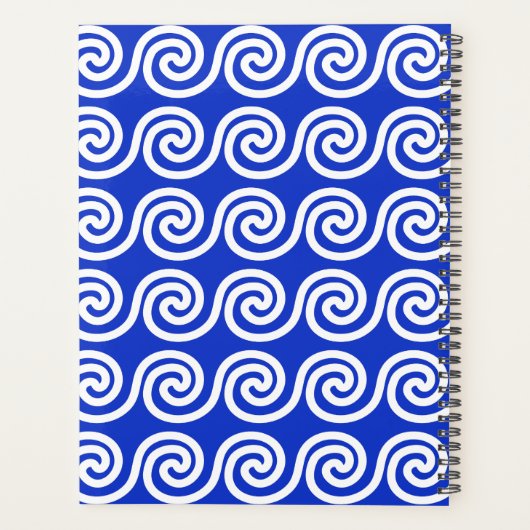 Griekse Meander Key Waves Patroon Blauw Planner (Achterkant)
