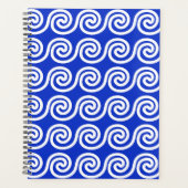 Griekse Meander Key Waves Patroon Blauw Planner (Voorkant)