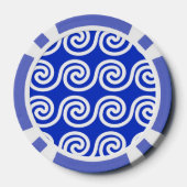 Griekse Meander Key Waves Patroon Blauw Poker Chips (Achterkant)