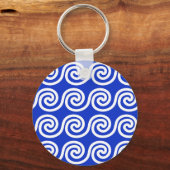 Griekse Meander Key Waves Patroon Blauw Sleutelhanger (Voorkant)