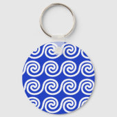 Griekse Meander Key Waves Patroon Blauw Sleutelhanger (Achterkant)