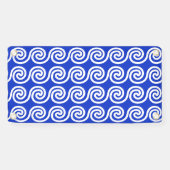 Griekse Meander Key Waves Patroon Blauw Spandoek (Horizontaal)