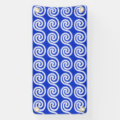 Griekse Meander Key Waves Patroon Blauw Spandoek (Verticaal)