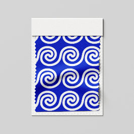 Griekse Meander Key Waves Patroon Blauw Stof
