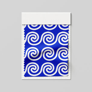 Griekse Meander Key Waves Patroon Blauw Stof