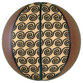 Griekse Meander Key Waves Patroon Bruin Basketbal (Verticaal)