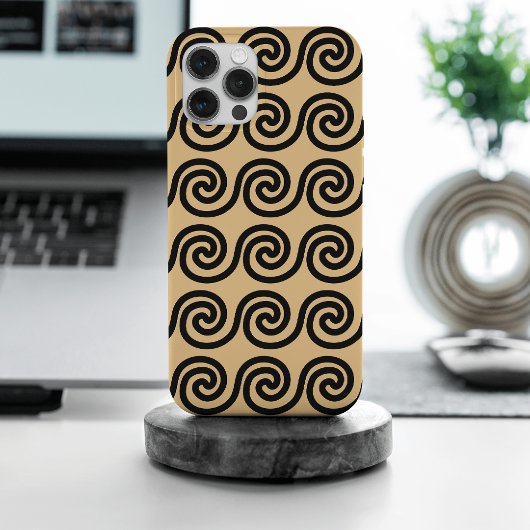 Griekse Meander Key Waves Patroon Bruin Case-Mate iPhone Case