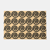 Griekse Meander Key Waves Patroon Bruin Deurmat (Voorkant)