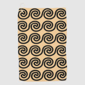 Griekse Meander Key Waves Patroon Bruin Golfhanddoek (Voorkant)