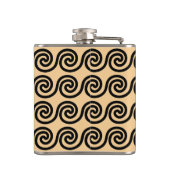 Griekse Meander Key Waves Patroon Bruin Heupfles (Achterkant)