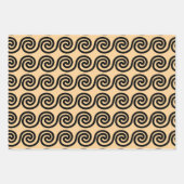 Griekse Meander Key Waves Patroon Bruin Inpakpapier Vel (Voorkant)