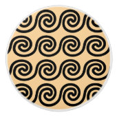 Griekse Meander Key Waves Patroon Bruin Keramische Knop (Voorkant)