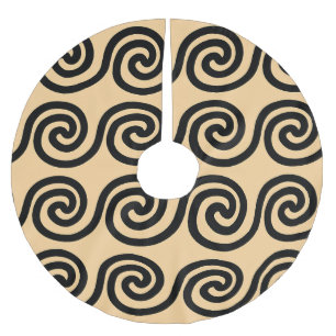 Griekse Meander Key Waves Patroon Bruin Kerstboom Rok